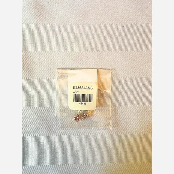 January Birthstone Huggie Earrings – Garnet Teardrop Charm on Gold Plated Hoops - Picture 6 of 6